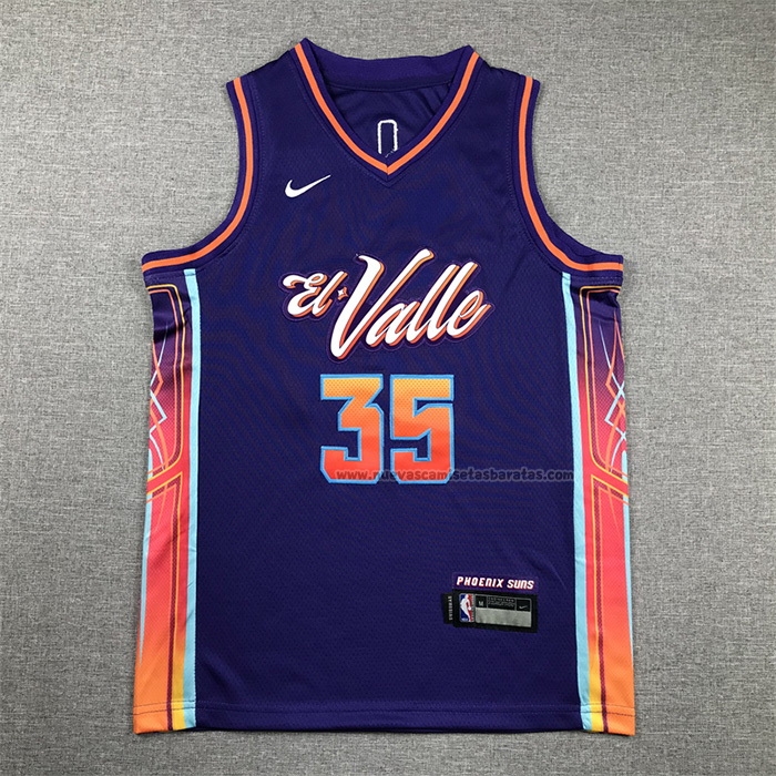 Camiseta Nino Phoenix Suns Kevin Durant NO 35 Ciudad 2023-24 Violeta